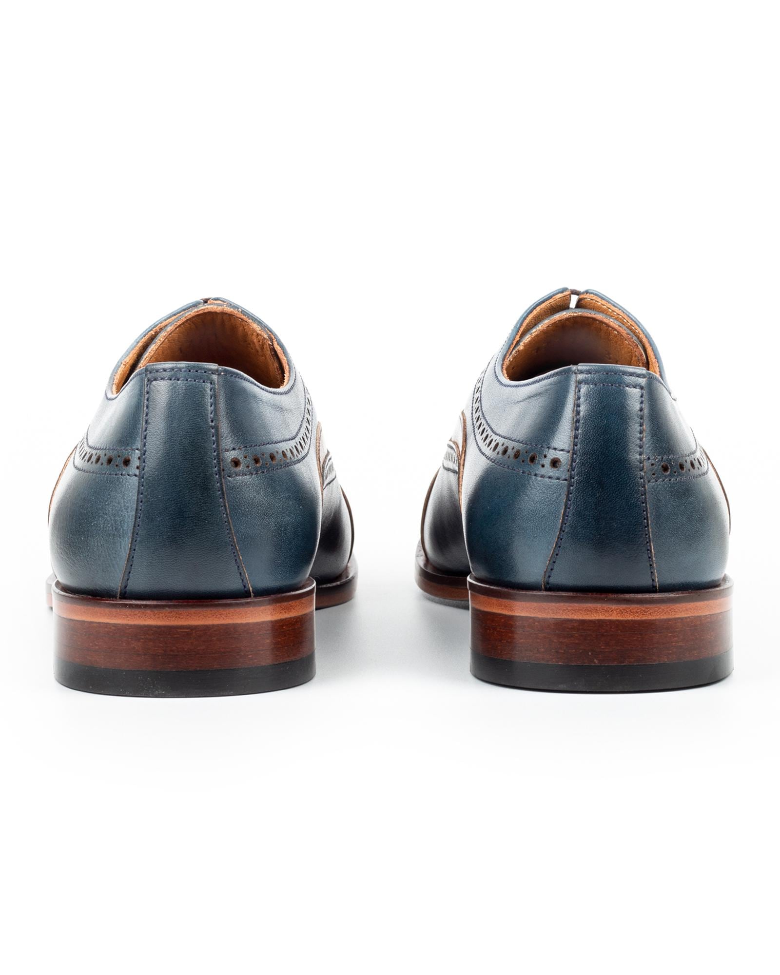 Men\'s Zerbay Eryx Navy-Brown Handpainted Leather Oxford Shoes, Blake Stitched Men main image 3
