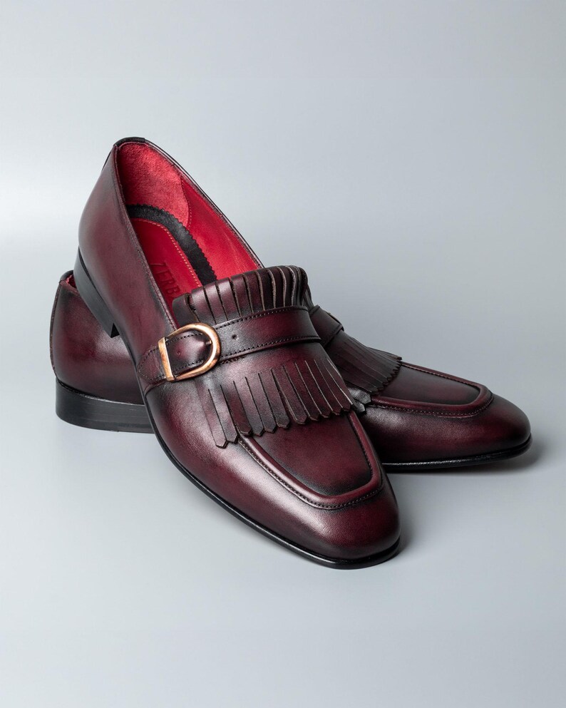 Men's Nevado Bordeaux Leather Single Monk Strap Dress Shoes, Blake Stitched image 4