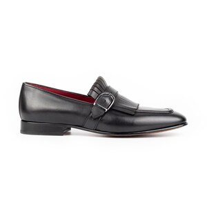 Men's Nevado Black Leather Single Monk Strap Dress Shoes, Blake Stitched image 5