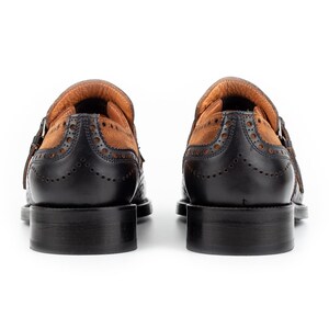 Men's Kabru Navy-Tan Leather Monk Strap Dress Shoes image 7
