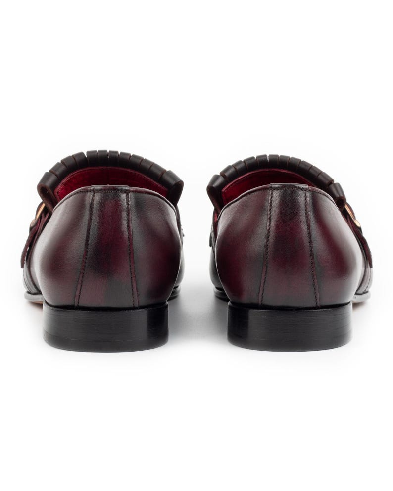 Men's Nevado Bordeaux Leather Single Monk Strap Dress Shoes, Blake Stitched image 7