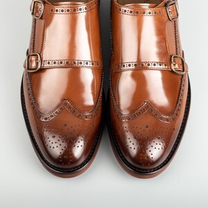 Herren Kazbek Tan Leder Doppel Monk Strap Kleid Schuhe Bild 3