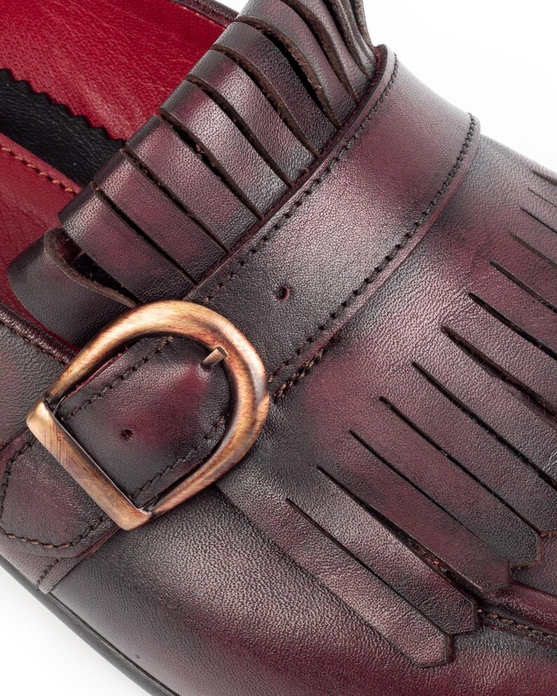 Men's Nevado Bordeaux Leather Single Monk Strap Dress Shoes, Blake Stitched image 6