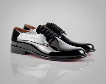 Vtg Weinbrenner Faux Black Patent Mens Lace Up Dress Shoes USA Derby Size 12 D Vtg Weinbrenner Faux Black Patent Mens Lace Up Dress Shoes  main image 4