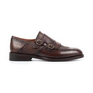 Men's Lhotse Brown Double Monk Strap Dress Shoes, Blake Stitched Leather image 5