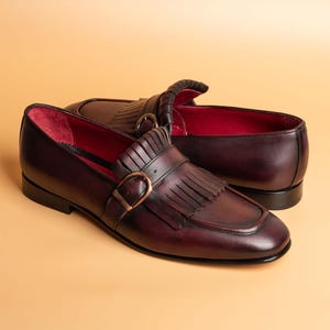 Men's Nevado Bordeaux Leather Single Monk Strap Dress Shoes, Blake Stitched image 3