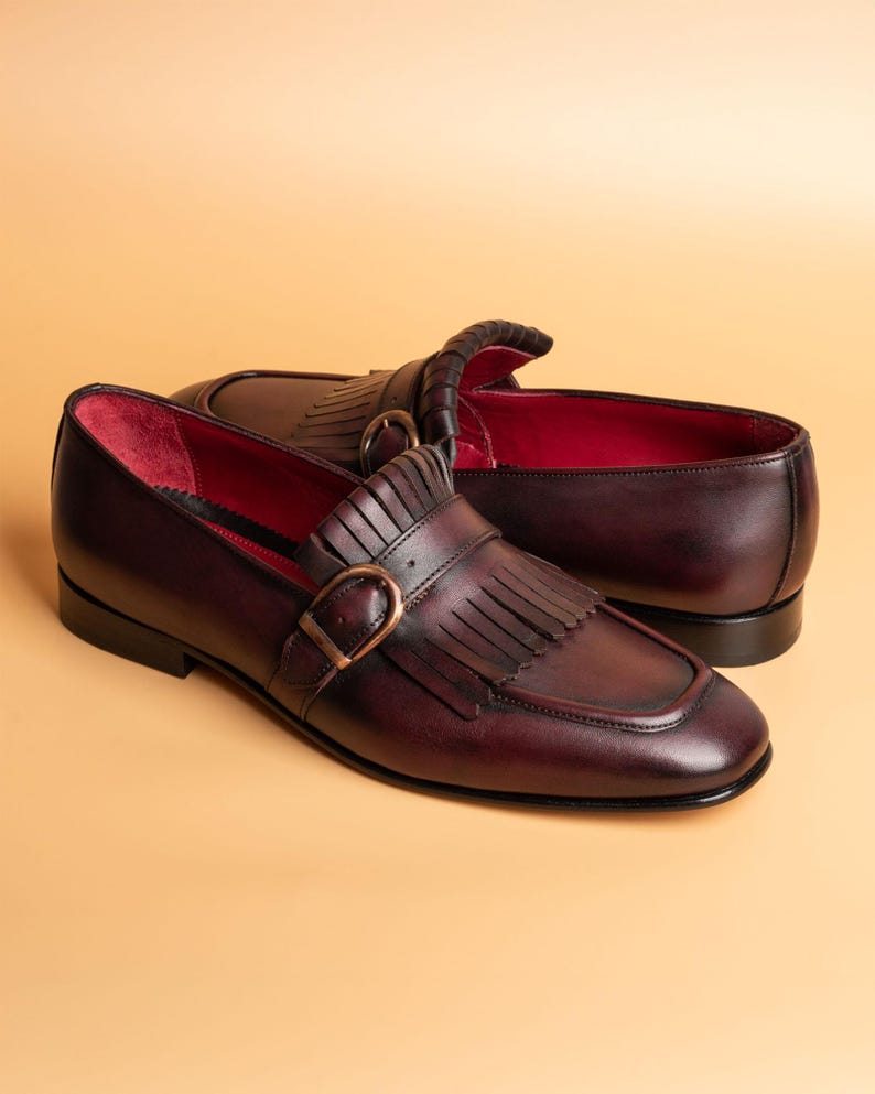 Men's Nevado Bordeaux Leather Single Monk Strap Dress Shoes, Blake Stitched image 3