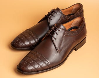 Men's Parbat Brown Leather Cap Toe Derby, Blake Stitched