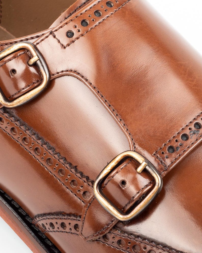 Herren Kazbek Tan Leder Doppel Monk Strap Kleid Schuhe Bild 6