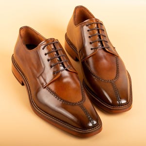 Ontake lichtbruine leren derbyschoenen heren met split teen, Blake Stitched