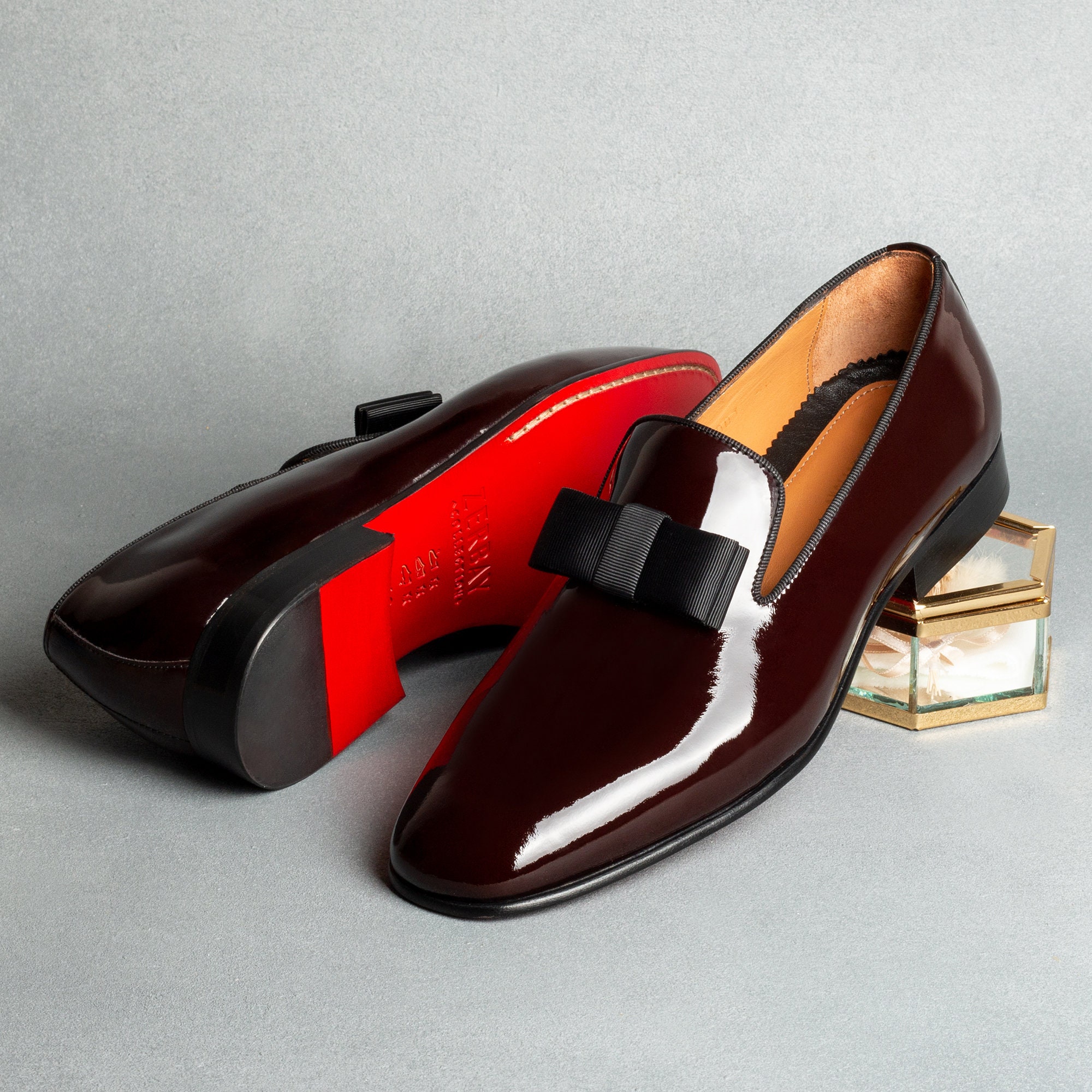 Zerbay Tolima Men's Bordeaux Opera Pumps Patent Leather Zerbay Tolima Men's Bordeaux Opera Pumps Patent Leather