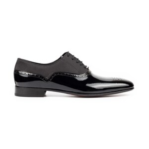 Zapatos Oxford Irazu de charol negro para hombre - Zapatos de vestir tipo esmoquin con costuras Blake imagen 5