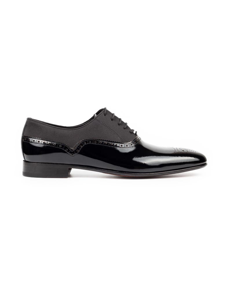 Zapatos Oxford Irazu de charol negro para hombre - Zapatos de vestir tipo esmoquin con costuras Blake imagen 5