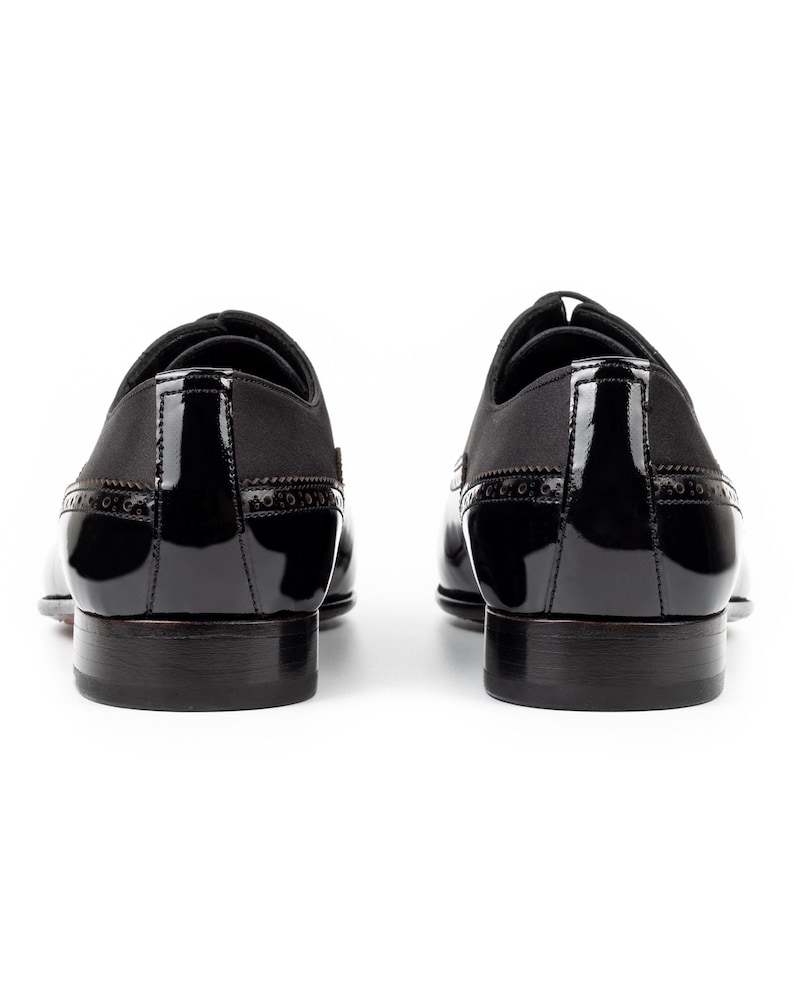 Zapatos Oxford Irazu de charol negro para hombre - Zapatos de vestir tipo esmoquin con costuras Blake imagen 7