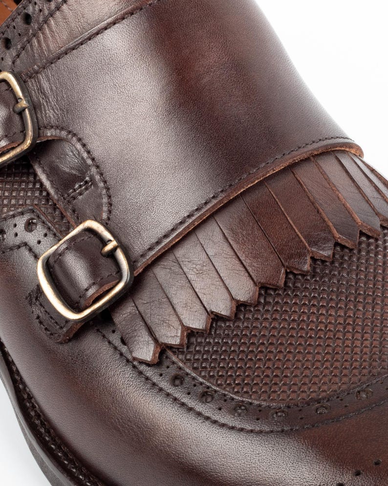 Men's Lhotse Brown Double Monk Strap Dress Shoes, Blake Stitched Leather image 6