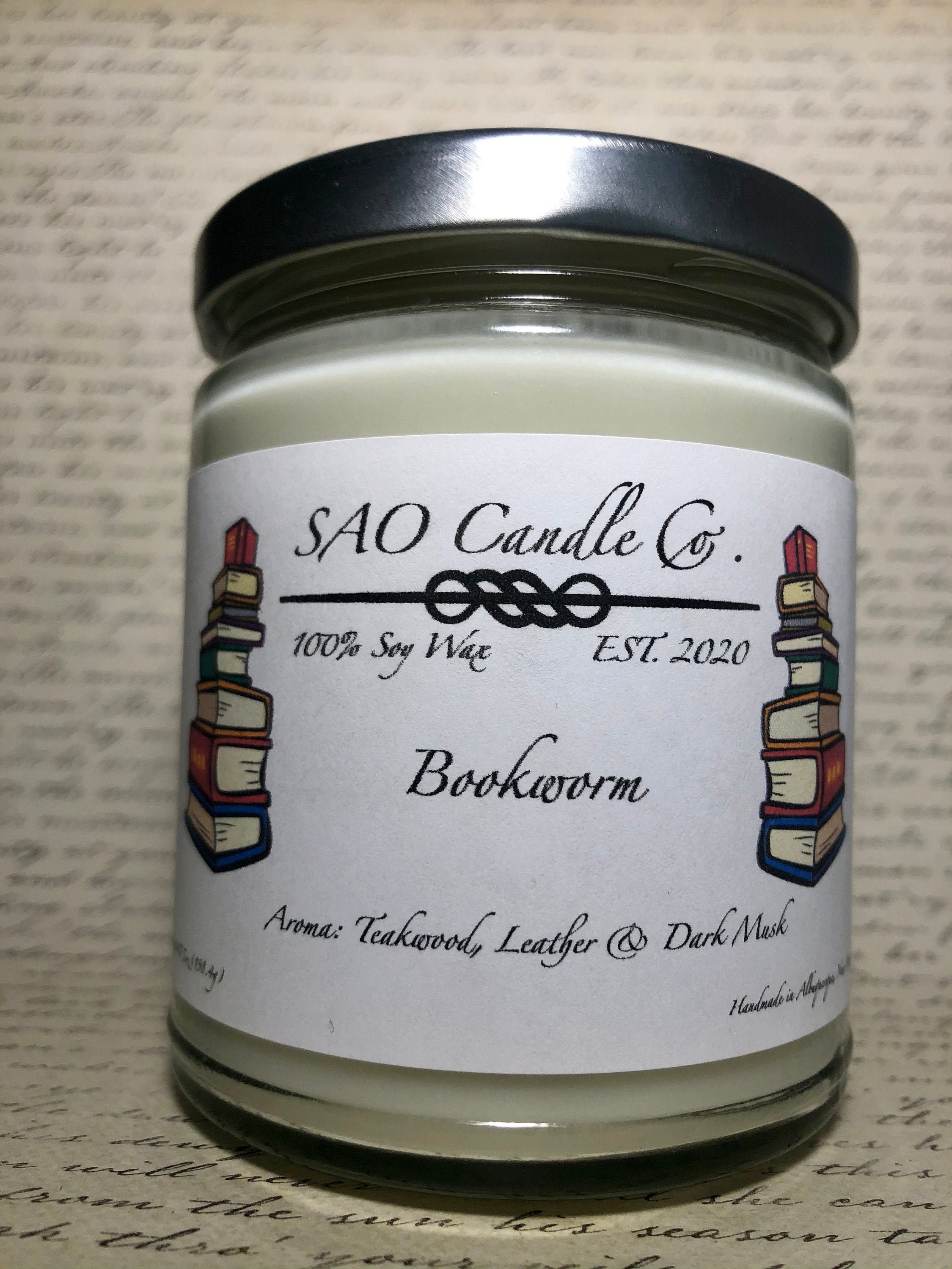 Bookworm Handmade 100 Soy Candle 7oz Etsy UK