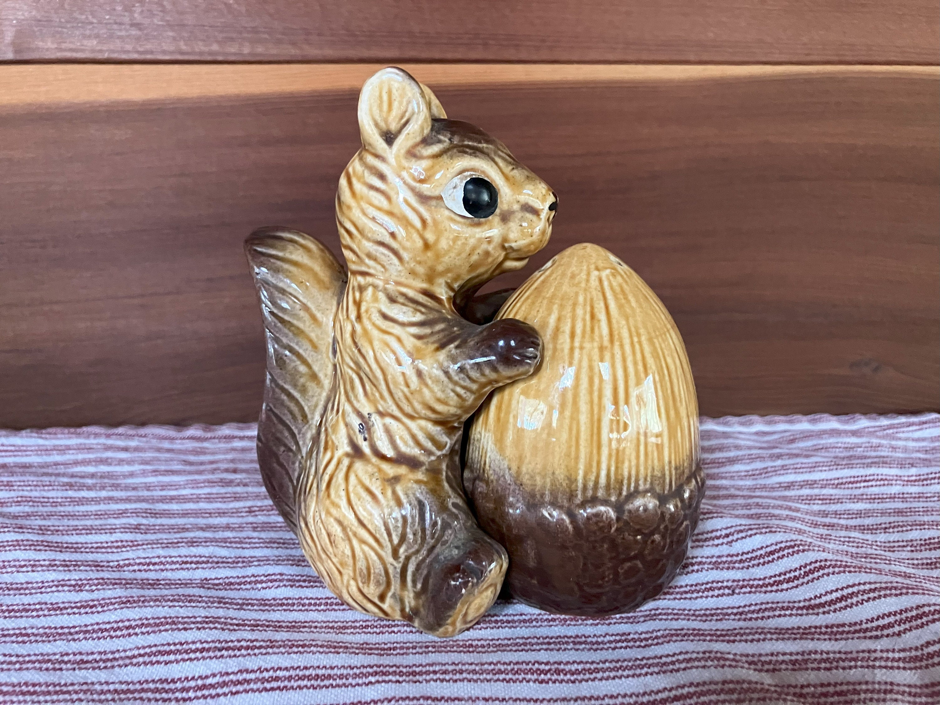 Squirrel with Nut Salt and Pepper Shaker Cabin Kitchen Rustic Decor