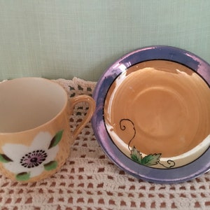 Chikaramachi Demitasse Cup and Saucer, Handpainted Demitasse, Handpainted China, Chikaramachi China, Lusterware