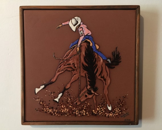 Rodeo Cowboy Tile Western Tile Western Trivet Western Etsy