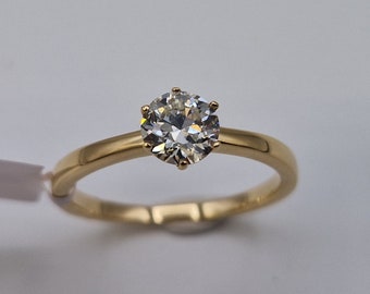 Bague diamant or 14 carats avec certificat IGI | Bague brillante or | Bague de fiançailles avec diamant en or 585 | Bague diamant naturel + certificat