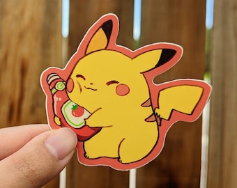 Vinylsticker Pika x Ketchup 3"