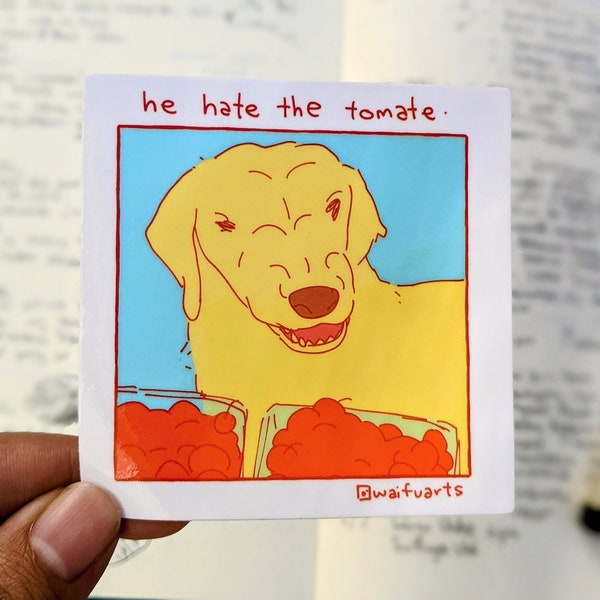 He Hate The Tomate 3"x3" Glossy Vinyl Sticker