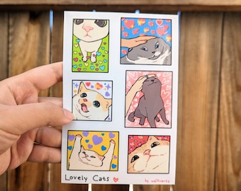 Lovely Cats 4x6" Glossy Vinyl Sticker Sheet