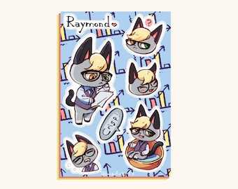 ACNH// Raymond Glossy 4x6" Vinyl Sticker Sheet