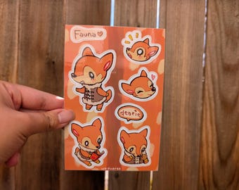ACNH// Fauna vinyl stickervel van 4 x 6 inch
