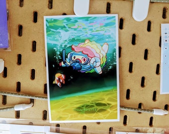 ACNH// Pietro conoce a un pez payaso, impresión fotográfica brillante de 4 x 6 pulgadas