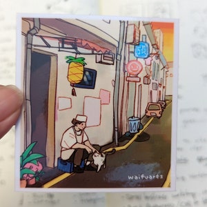 Visiting A Friend 3&quot;x3&quot; Glossy Vinyl Sticker