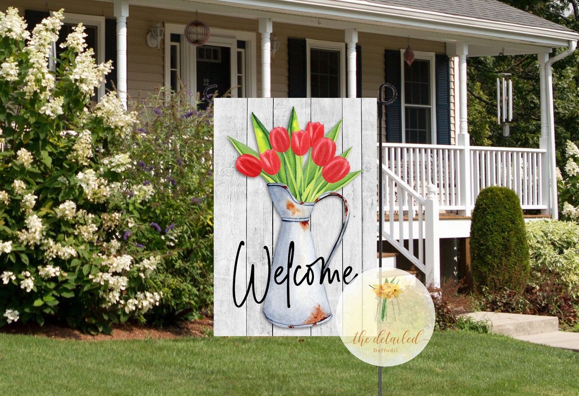 GARDEN FLAG For Summer Garden Flag For Spring Rustic Red Etsy