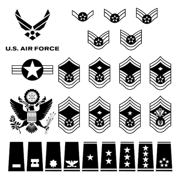 Air Force Enlisted and Officer Ranks Decals SVG PDF AI | Etsy