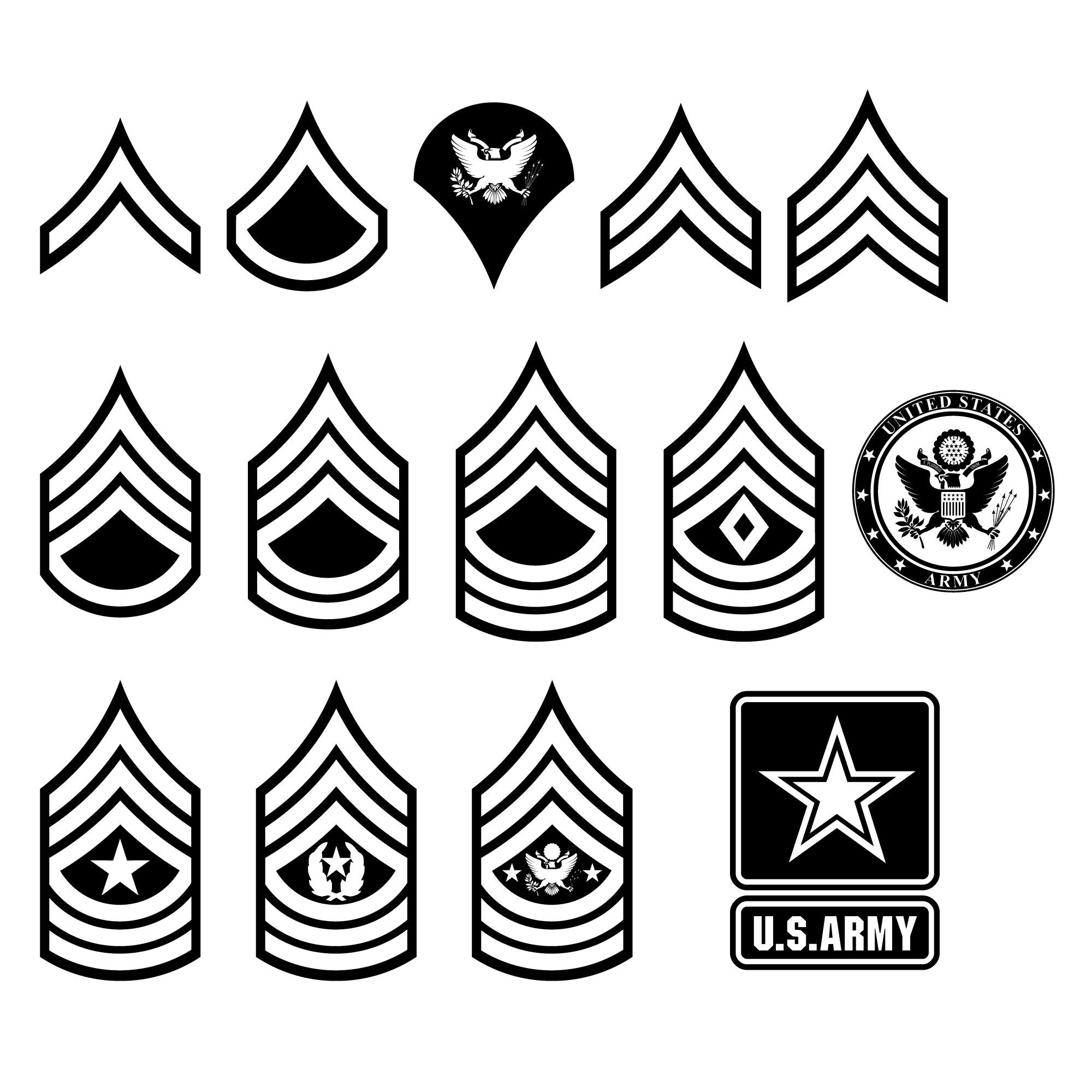 WW2 U.S. Army Enlisted Rank Insignia