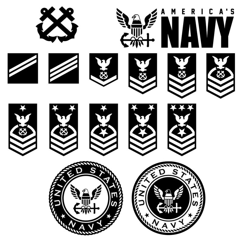 Navy Ranks Decals Svg Pdf Ai Etsy