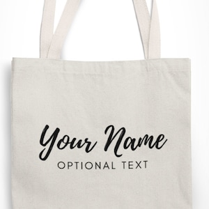 Personalisierte Name Baumwolle Einfach Strand & Einkaufstasche, Urlaub, Geburtstag, Lehrer Geschenk, Hen Party Feier, Thema Anlass, Hochzeit Gastgeschenke