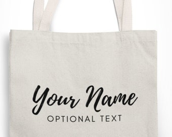 Personalisierte Name Baumwolle Einkaufstasche, Benutzerdefinierte Text Geschenk