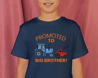 Promoted to Big Brother Tractor T-Shirt – New Sibling Gift
