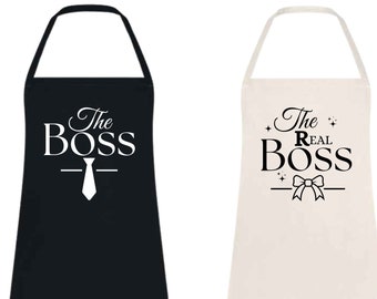 Couples Apron Set – The Boss & The Real Boss, Anniversary Gift