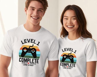 1st Anniversary Gamer T-Shirt, Level 1 Complete, Retro Video Game Tee
