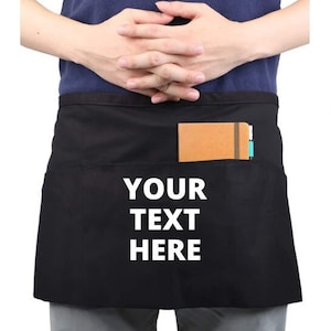 Personalised Short Apron waist waitress half Custom Create your own Printed Kitchen BBQ grill chef Apron for Men Women