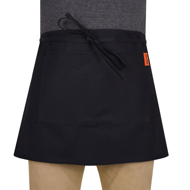 Waist Apron Black Waiter Waitress Aprons with 2 Pockets Bistro Etsy