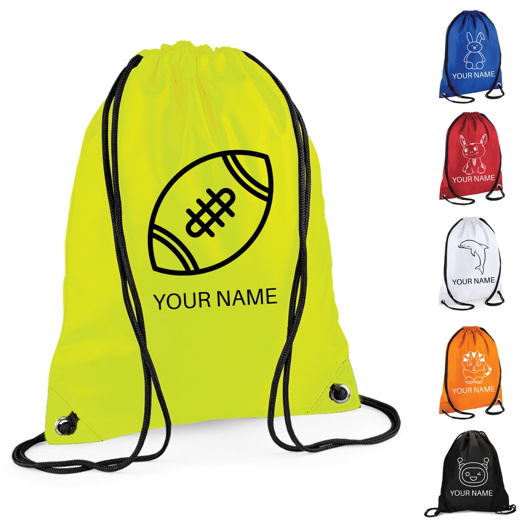 Personalised Drawstring Bag Custom Backpack Customize Any Name or Text