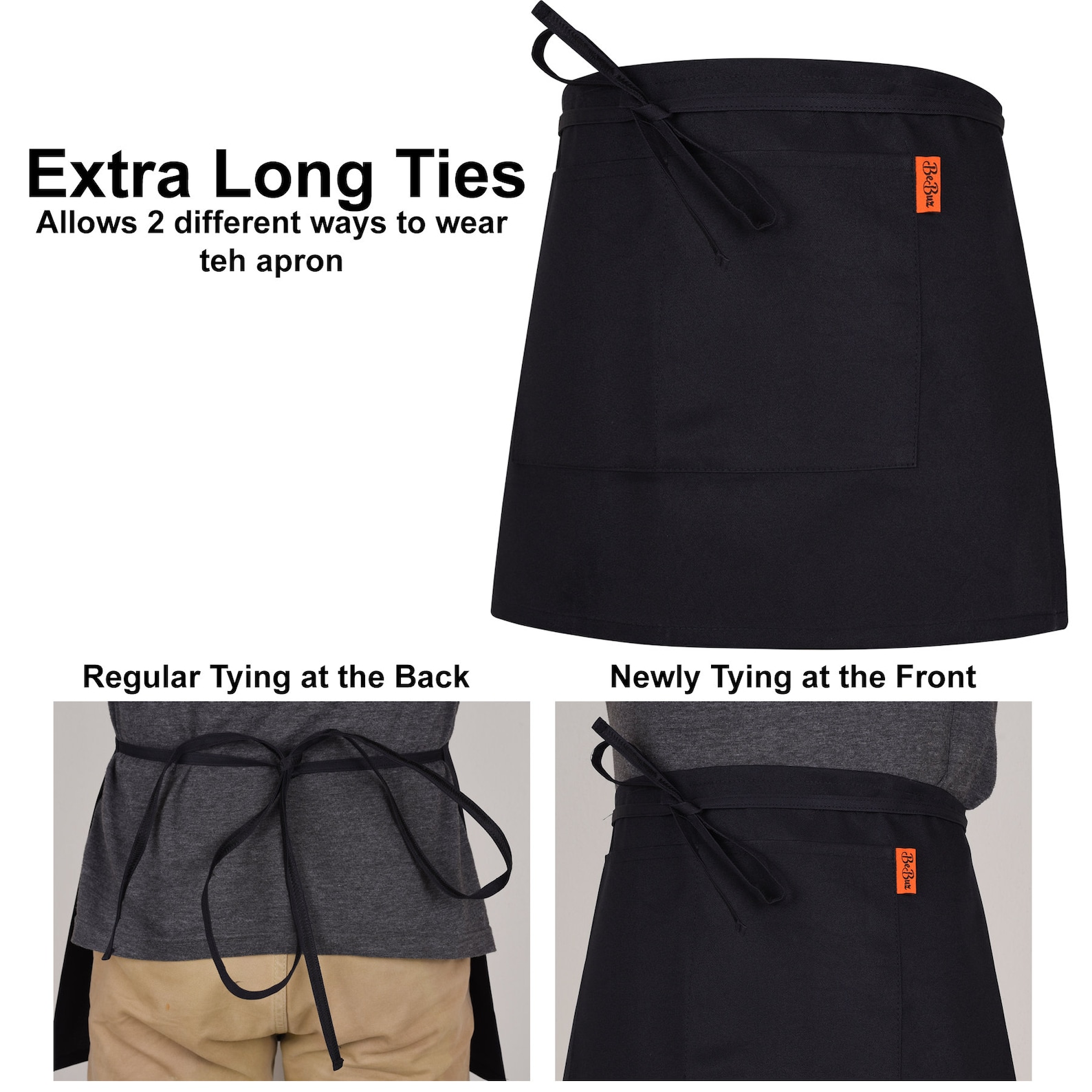 Tainini Kitchen Restaurant Waist Aprons With 5 Large Pockets For Women Men Half Short Apron For Server Waiter Waitress Purple