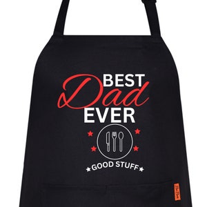 Best Dad Ever A Good Stuff Funny Printed Aprons For Men Women Novelty Chef Kitchen Apron BBQ Housewarming Gift for Her Him Cooking Baking