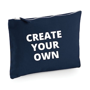 Bolsa de bolsa con cremallera de lona personalizada, bolsa de regalo, bolsa de maquillaje, bolsa de viaje, estuche para lápices, azul marino/rosa/gris claro