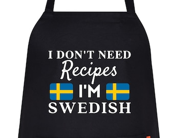 I Don't Need Recipes I'M Swedish Funny Aprons for women's Novelty Chef Kitchen Aprons for Men Housewarming Gift for Him Her Cooking