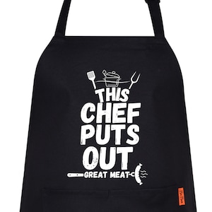 This chef Puts Out Great man Funny Cooking Apron, Kitchen Apron for Men Father&#39;s Day Gift, Gift For Husband
