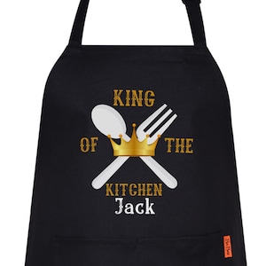 Personalised Apron, King Of The Kitchen, Custom Chef Apron, Customised Apron for Men, BBQ Apron, Gift For Him, Name Apron