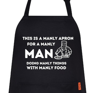 This Is a Manly Apron Funny Aprons for women&#39;s Novelty Chef Kitchen Aprons for Men BBQ Housewarming Gift for Him Her Cooking Baking
